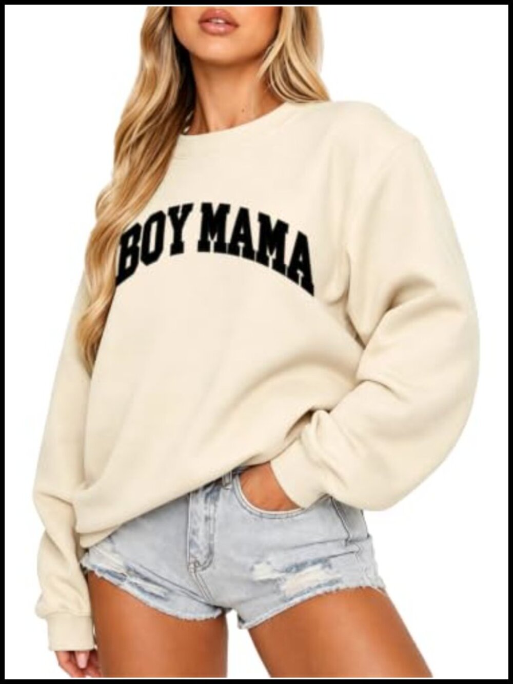 Oversized Boy Mama Sweatshirt Cotton Blend Pullover